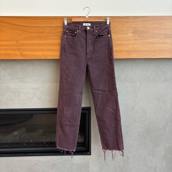 RE/DONE WOMENS STOVE PIPE DENIM CROPPED HIGH-WAIST JEANS, SIZE 26 - Picture 5 of 14